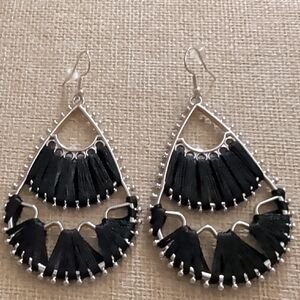 Paparazzi "Samba Scene" black thread detail teardrop earrings